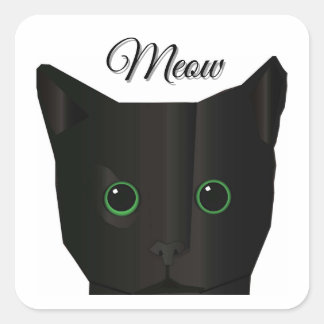 Meow Zwarte Kat Vierkante Sticker