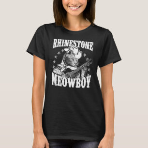 Meowboy Grappige Meow Cowboy Kat Speelt Gitaar Tel T-shirt