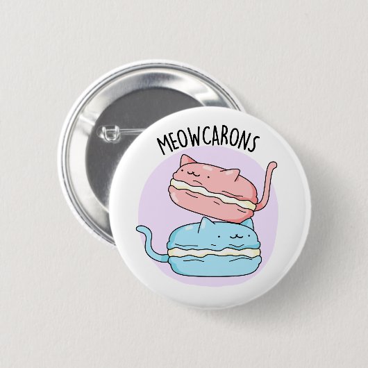 Meowcarons Funny Macaron Pun Ronde Button 5,7 Cm (Voorkant /achterkant)