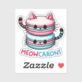 Meowcarons Macaron Pun Funny Kawaii Chat Sticker (Feuille)