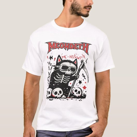 Meowdeth Thrash Cat Doodle Art T-shirt (Voorkant)