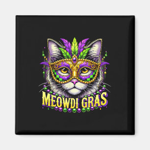 Meowdi Gras Mardi Gras Carnival Pet Kat Meow Cat Magneet