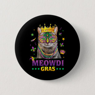 Meowdi Gras Mardi Gras Cat Lover New Orleans Louis Ronde Button 5,7 Cm