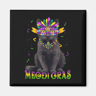 Meowdi Gras Mardi Gras Kattenliefhebber New Orlean Magneet