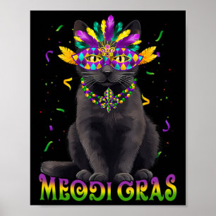 Meowdi Gras Mardi Gras Kattenliefhebber New Orlean Poster