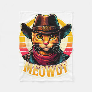Meowdy Bachelorette Party Cowgirl Cowboy Cat Brida Fleece Deken