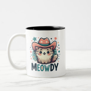 Meowdy Cactus cowboy schattige kat Tweekleurige Koffiemok