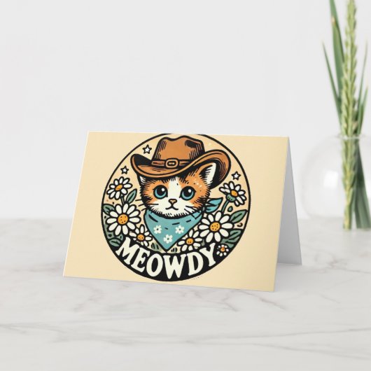 Meowdy Cowboy Kitty Cat Kaart (Voorkant)