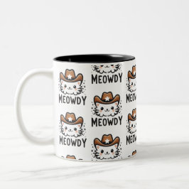 Meowdy cowboy Pet kattenpatroon Tweekleurige Koffiemok