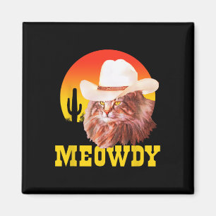 Meowdy! Funny Country Music Cat Cowboy Pet Magneet