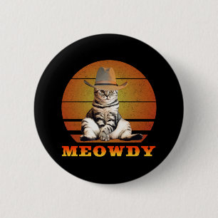 Meowdy Funny Cowboy Cat Ronde Button 5,7 Cm