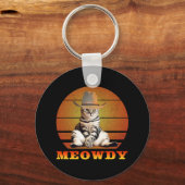 Meowdy Funny Cowboy Cat Sleutelhanger (Voorkant)