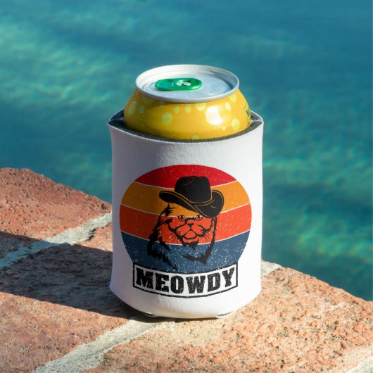 Meowdy Funny Mashup tussen Meow en Howdy Cat Mem Blikjeskoeler (Insitu Zwembad)