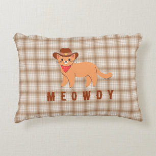 Meowdy Geruite Cowboy Kat Jongens Nursery Kussen