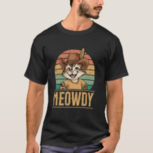Meowdy Kat Hallo Grappige Country Muziek Cowboy Re T-shirt