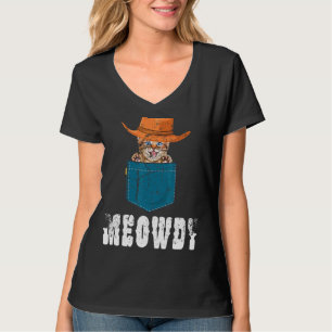 Meowdy Mashup tussen Meow en Howdy Cat Meme T-shirt