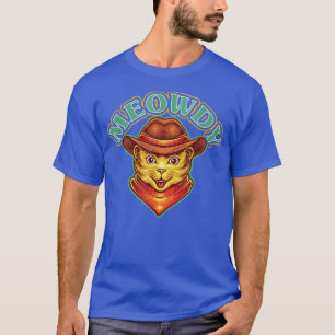 Meowdy Meow Howdy Funny Cat Meme Teas Cowboy Cat L T-shirt