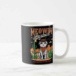 Meowdy Partner Cowboy Cat  Cartoon Funny Koffiemok