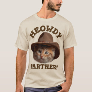 Meowdy Partner Schattige Pet Cat Cowboy Humor T-shirt