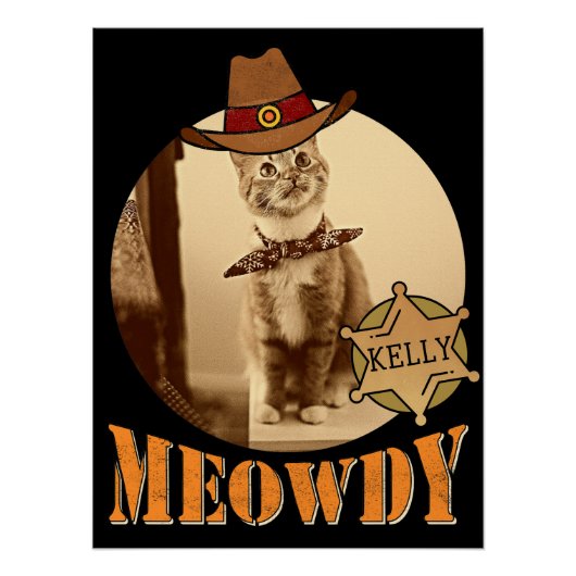 Meowdy Texan Cat Cowboy Sheriff Personalized Perfect Poster (Voorkant)
