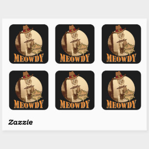 Meowdy Texan Cat Cowboy Sheriff Personalized Vierkante Sticker