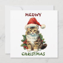 Meowe Noël, Carte de voeux de chat, Joyeux Noël