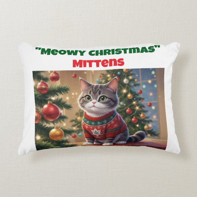 Meowe Noël Custom Chat Accent Coussin (Devant)