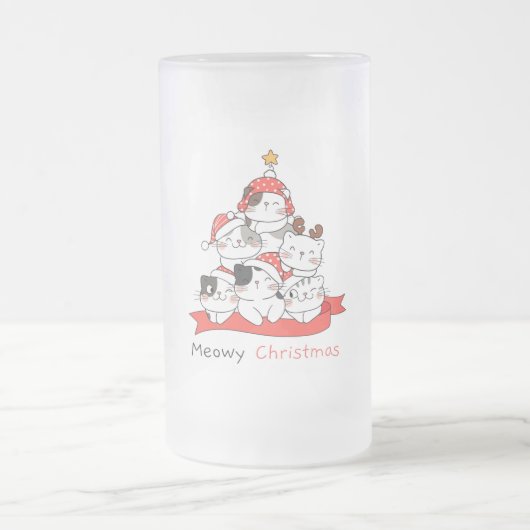 Meowe Noël Frosted Glass Beer Mug (Centre)