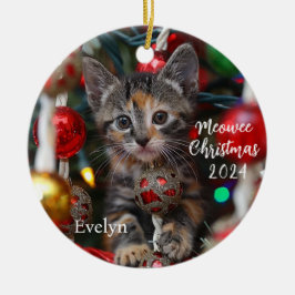 Meowed Christmas Kitten gepersonaliseerd Ornament