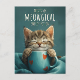 Meowgical Morning, een Schattigee Cat & Coffee Art Briefkaart