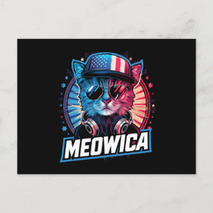 Meowica 4 juli kat Amerikaanse vlag Amerika VS Briefkaart