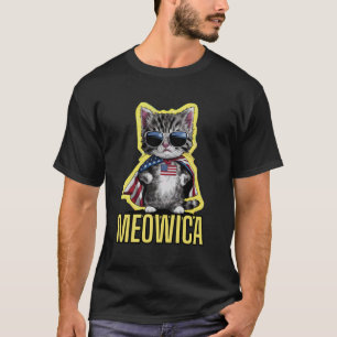 Meowica 4 juli kat Amerikaanse vlag Grappige kitte T-shirt