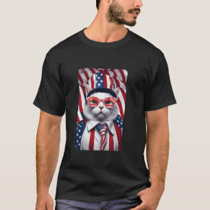 Meowica 4 juli kat Amerikaanse vlag Kat Grappige 4 T-shirt