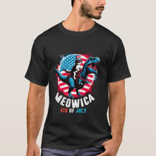 Meowica 4 juli kat rijdt op T Rex dinosaurus USA T-shirt