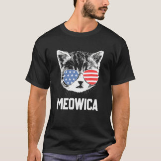 Meowica 4 juli Pawtriotic Kat Merica Cat Us Fl. T-shirt