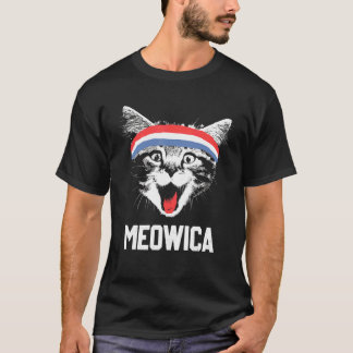 Meowica 4 juli Pawtriotic Kat Merica Cat Us Fl. T-shirt