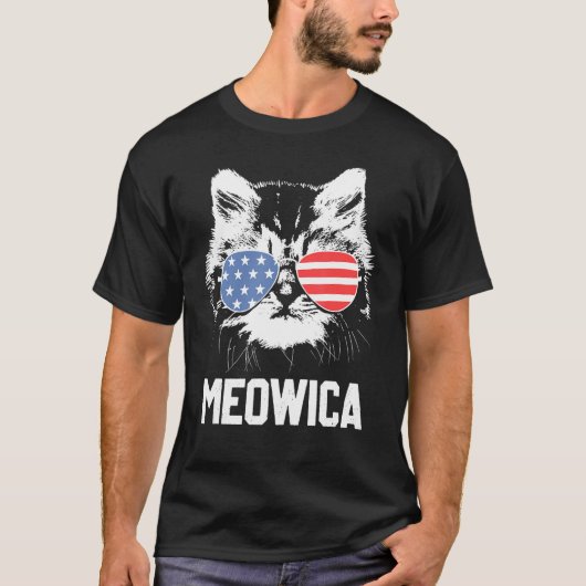 Meowica 4 juli Pawtriotic Kat Merica Cat Us Fl. T-shirt (Voorkant)