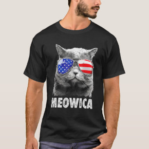 Meowica Cat 4th of July Merica Mannen Vrouwen USA T-shirt