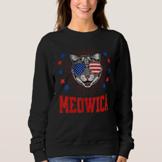 Meowica Cat Americat Merica Usa Vlag Zonnebrillen Trui