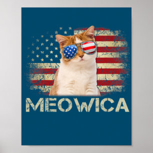 Meowica Cat Fourth 4th of Juli Patriotic USA Poster