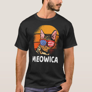 Meowica  Cat Merica US Flag Retro Cat 4th O T-shirt