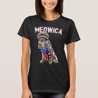 Meowica Cat Mullet, Amerikaans vlaggenpatriottisch T-shirt
