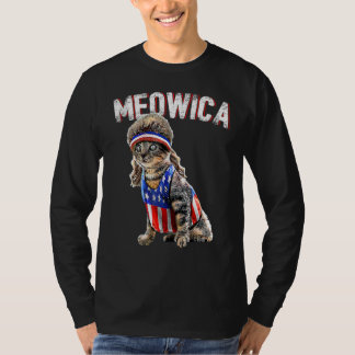 Meowica Cat Mullet, Amerikaans vlaggenpatriottisch T-shirt