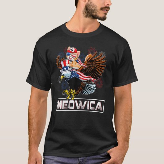 Meowica Kat Arend 4 juli Patriottisch Ameri T-shirt (Voorkant)