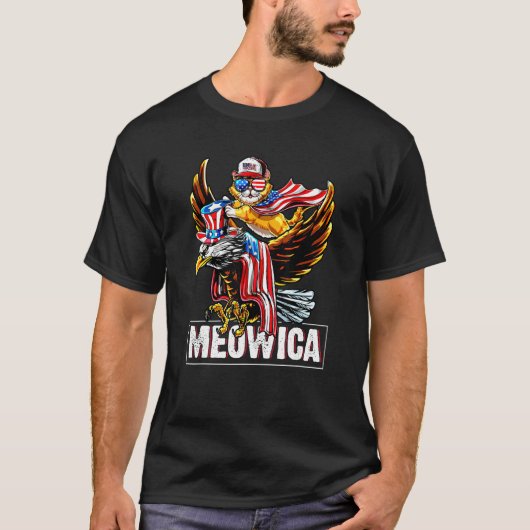 Meowica Kat Arend 4 juli Patriottisch Ameri T-shirt (Voorkant)