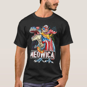 Meowica Kat Dinosaurus Amerikaanse Kat Reit Dinos T-shirt