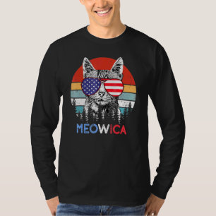  meowica kat merica schattig 4th van juli amerika t-shirt