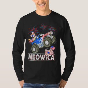 Meowica Kat Monster Rijden Vrachtwagen Amerikaanse T-shirt