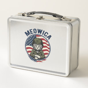 Meowica Patriottische Kat Vintage Gravure Shirt De