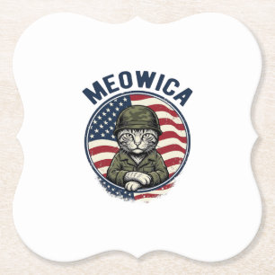 Meowica Patriottische Kat Vintage Gravure Shirt De Kartonnen Onderzetters